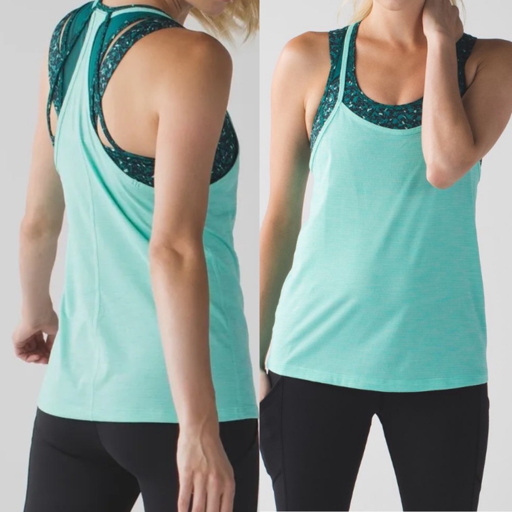 Lululemon | Workout Top | Tough It Out Tank & Sport Bra | Menthol Black Teal | 4